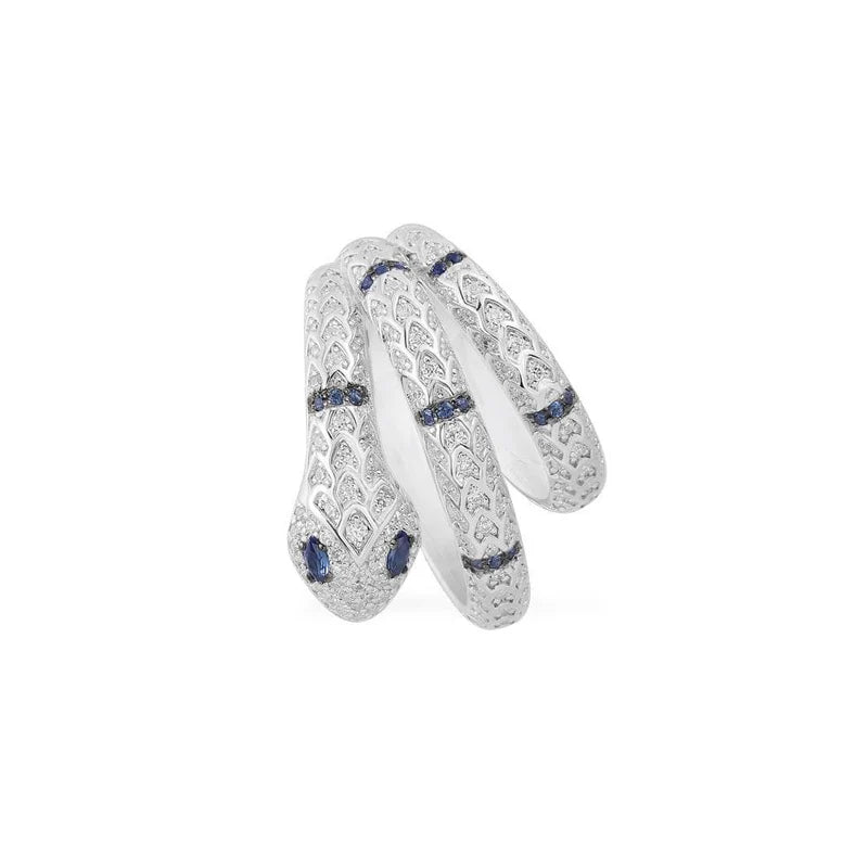 Brinco Único Serpente com Pedras Azul Marinho