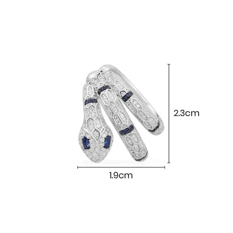 Brinco Único Serpente com Pedras Azul Marinho