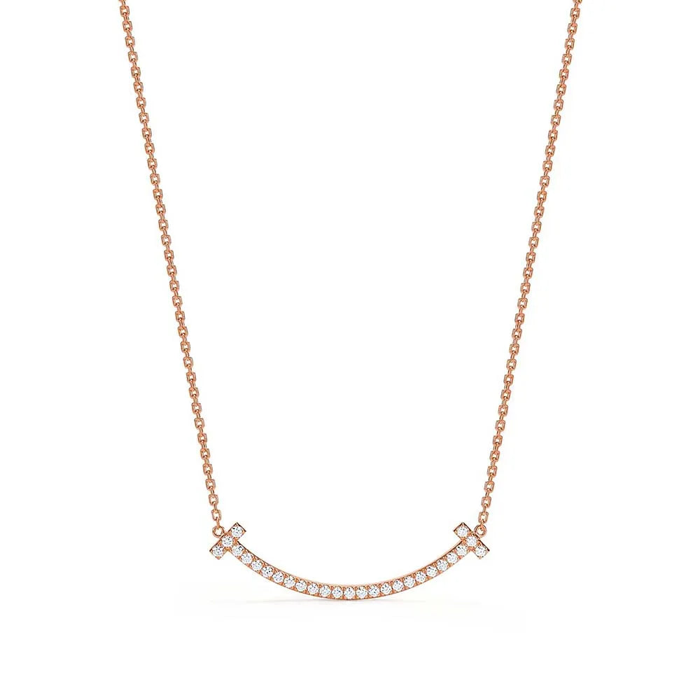 Colar Smile T com Brilhantes - Medio