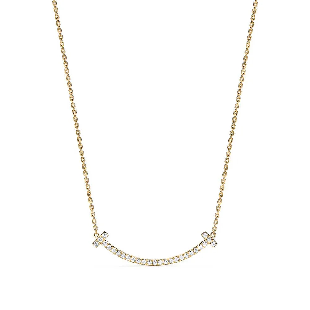 Colar Smile T com Brilhantes - Medio