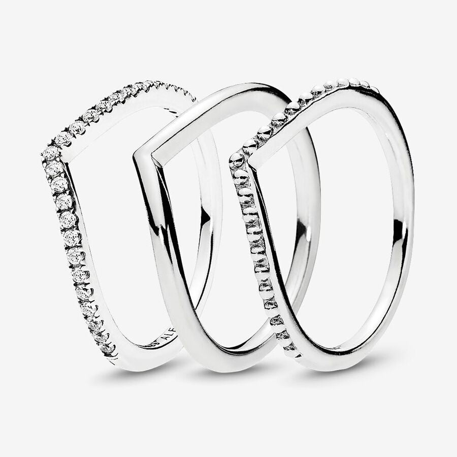 Conjunto de Anel de Chevron da Sorte Brilhante
