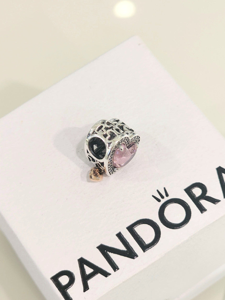 Charm Mãe e coração vazado em dois tons