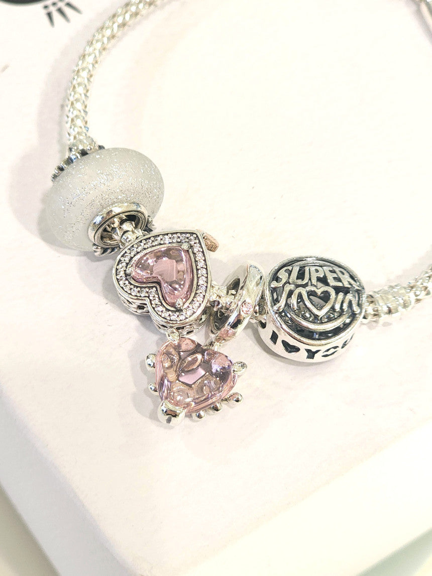 Charm Mãe e coração vazado em dois tons