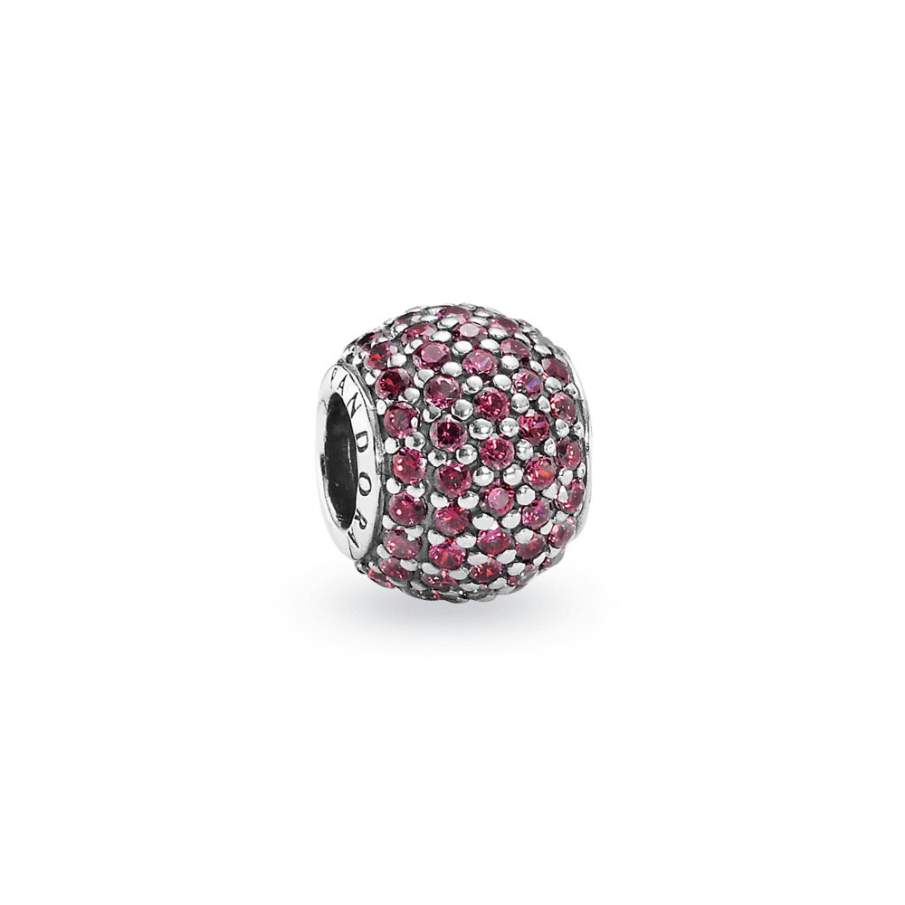 Charm De Prata Pavê Vermelho