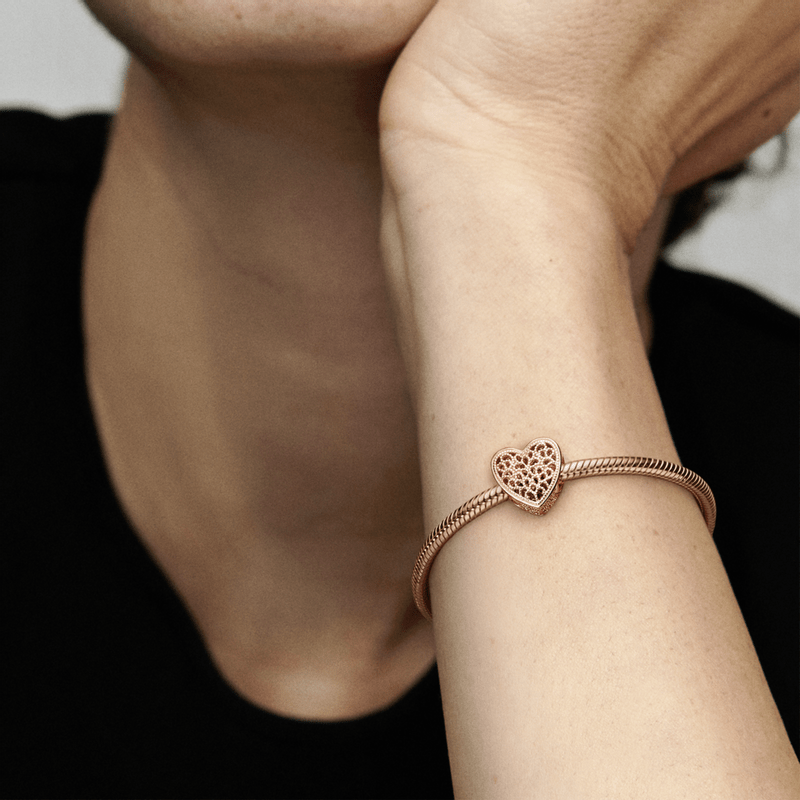 Charm Coração Rosé - Wayne  Joias