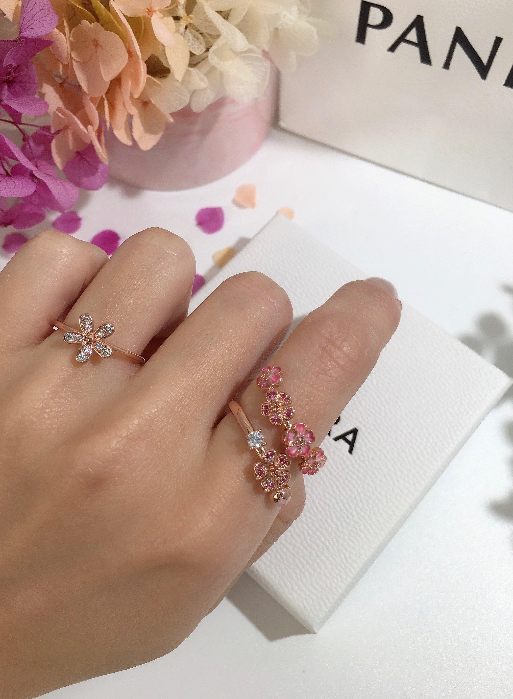 Anel Aberto de Ramo de Pessegueiro Rosa - Wayne Joias