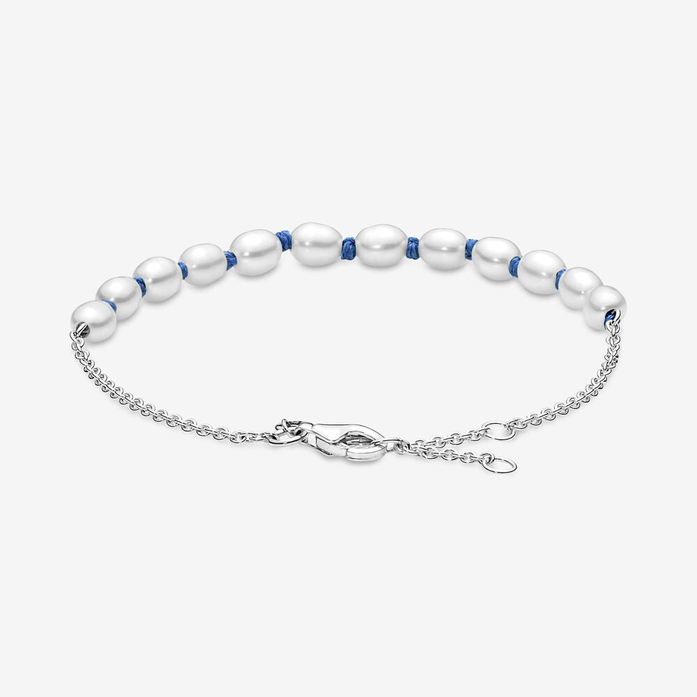 Pulseira de Corrente de Fio Azul de Pérola - Wayne  Joias