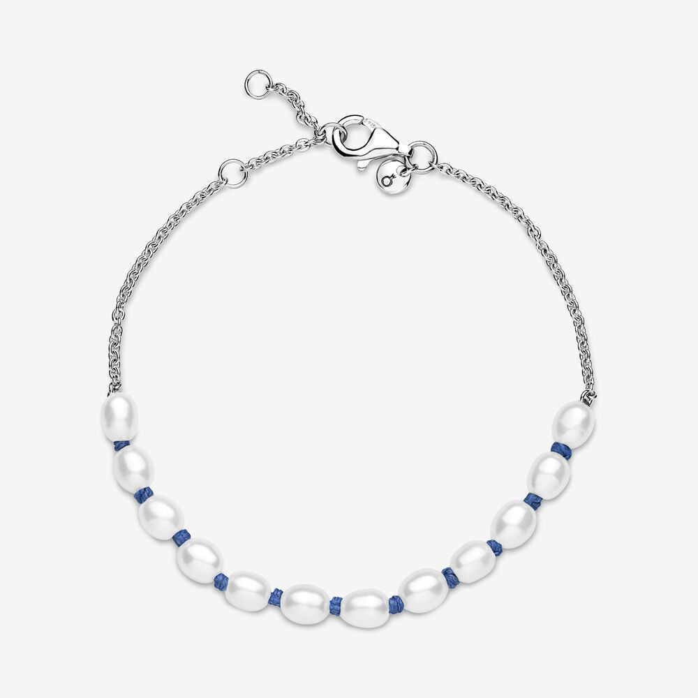 Pulseira de Corrente de Fio Azul de Pérola - Wayne  Joias