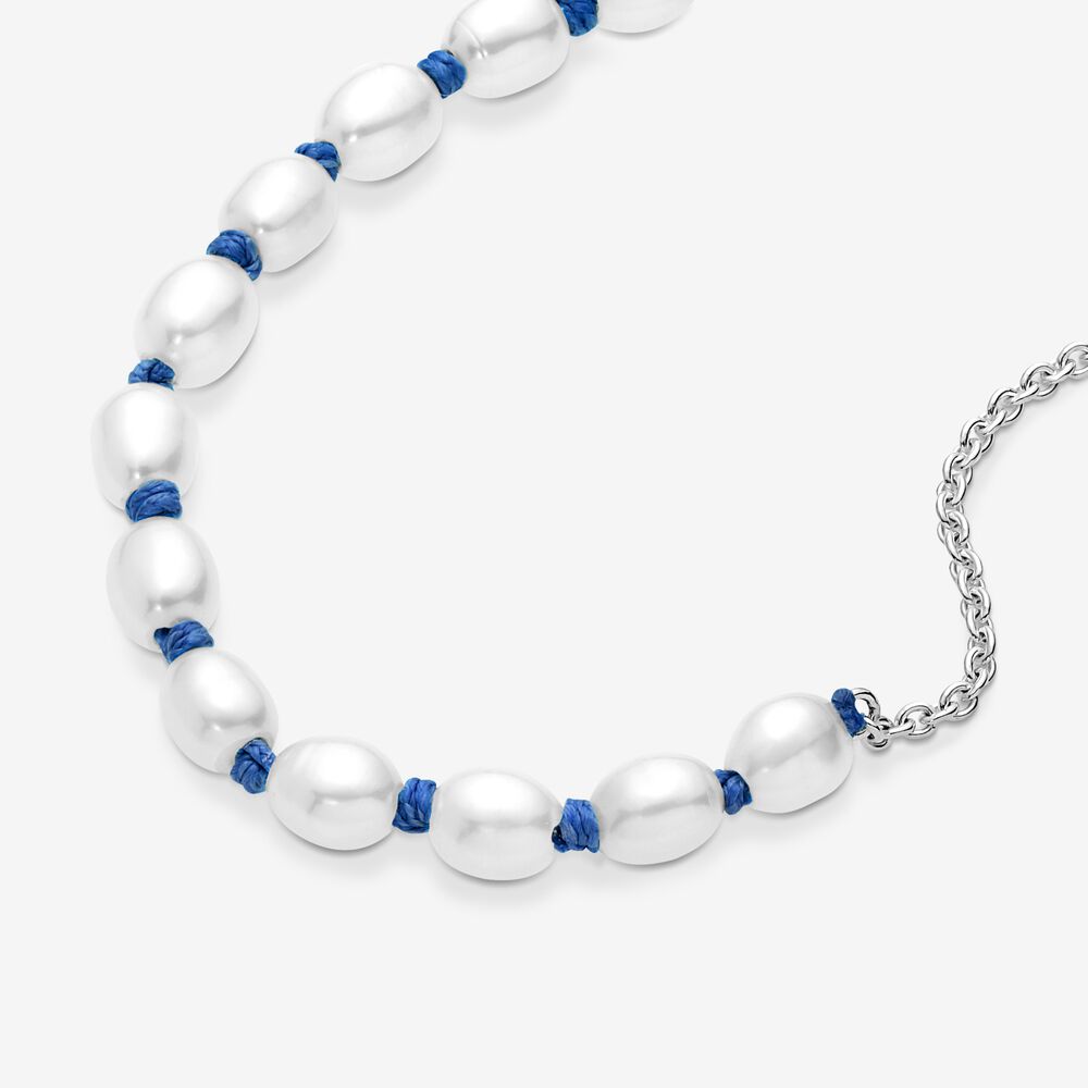 Pulseira de Corrente de Fio Azul de Pérola - Wayne  Joias
