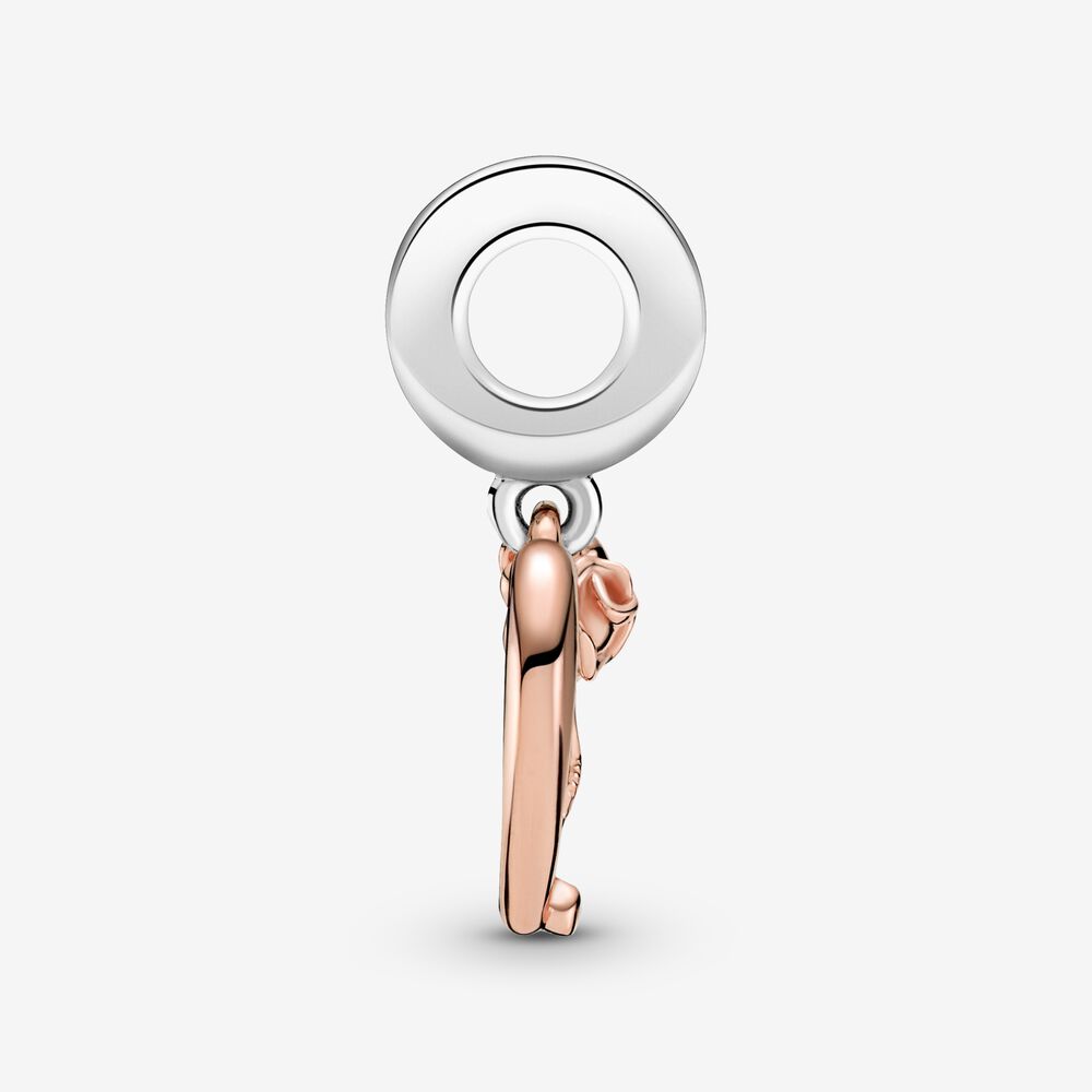 Charm Pendente Flor Rosa E Coracao - Wayne Joias