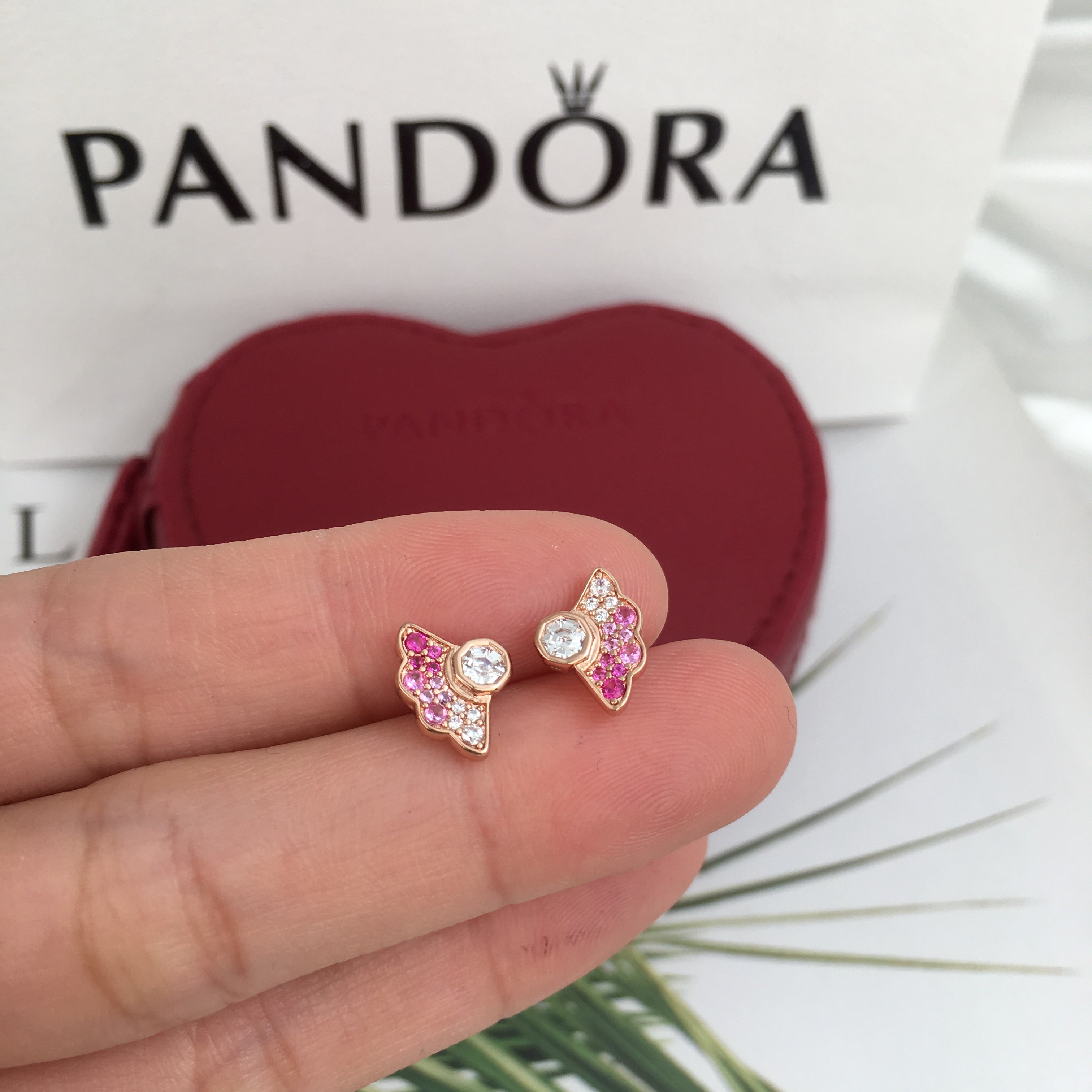 Brincos Leque azul e Rosa - Wayne Joias