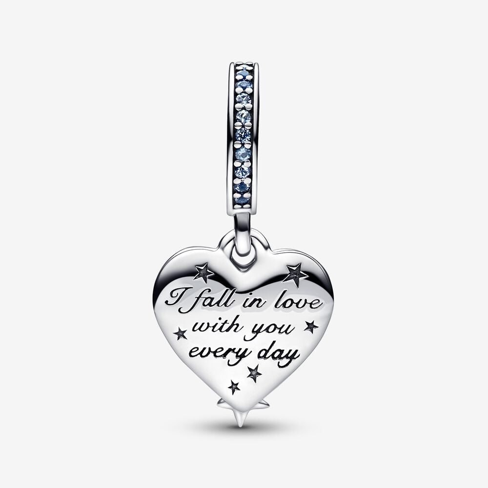Charm Duplo Coração Estrela Cadente Celestial - Wayne  Joias