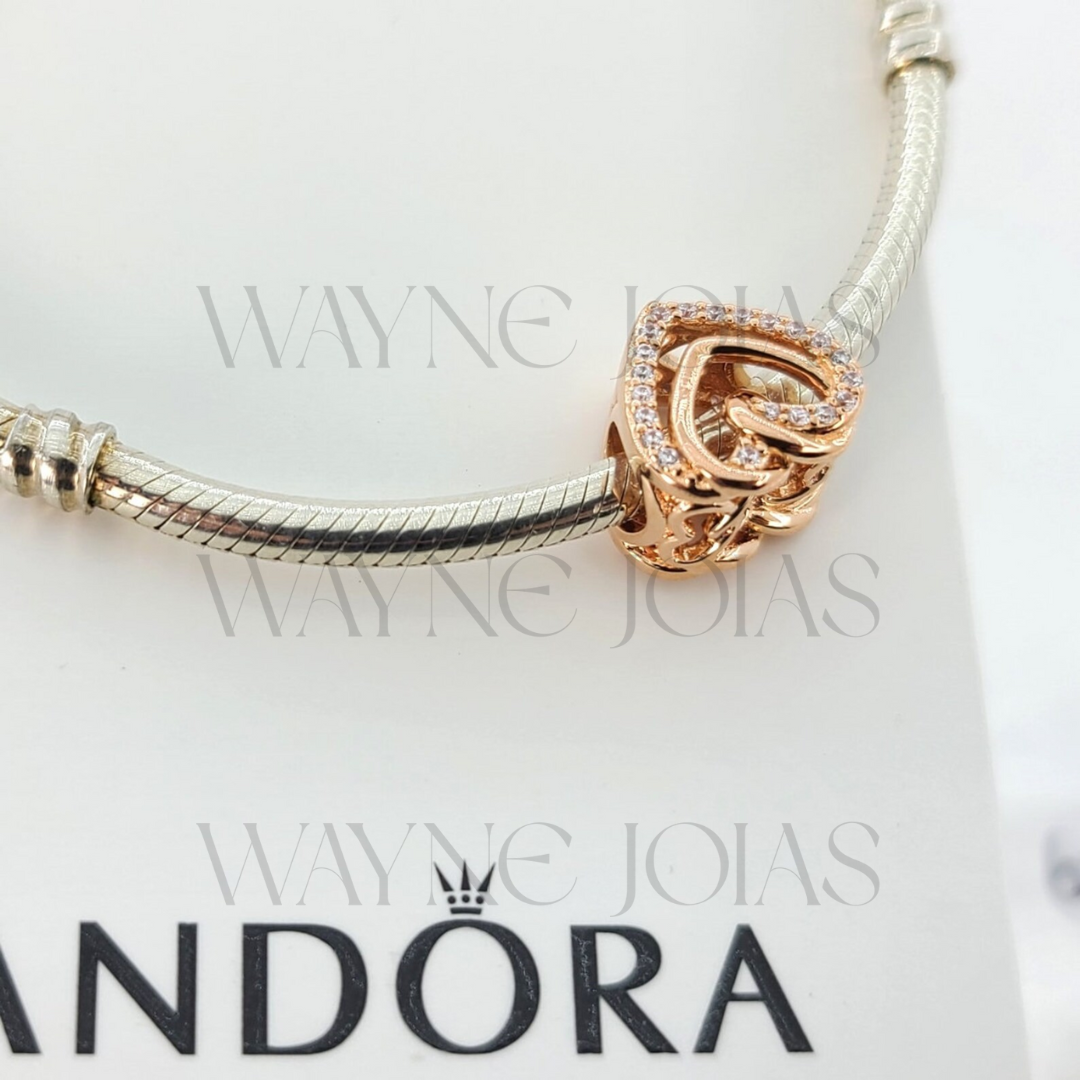 Charm de corações entrelaçados cintilantes
