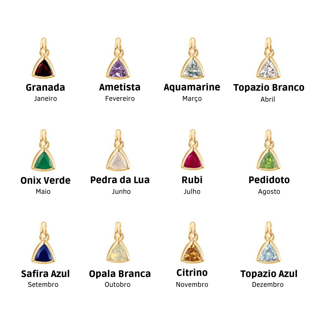 Colar Letra e Pedra Aniversario