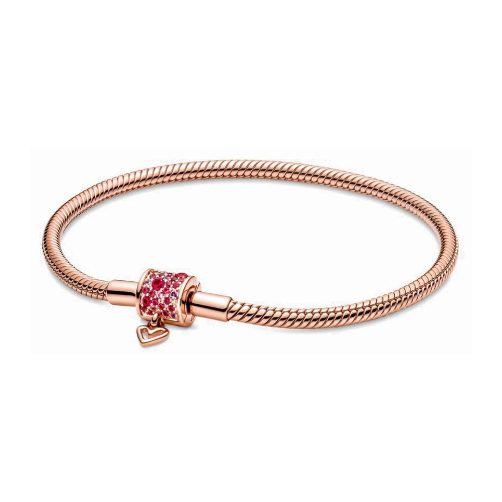 Pulseira com Coração Rosa Brilhante - Wayne Joias