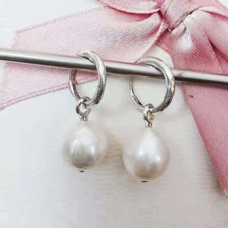 Brincos de Argola de Pérolas de Água Doce - Wayne Joias