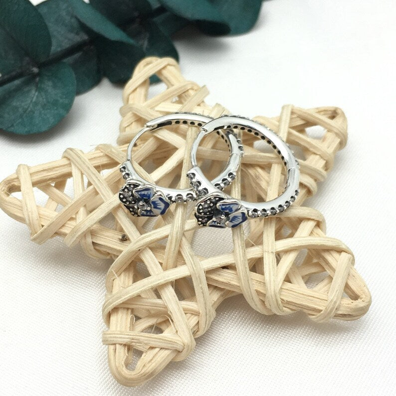 Brincos De Argola Amor-Perfeito Azul - Wayne Joias