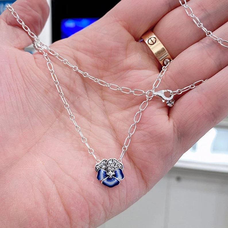 Colar Amor-Perfeito Azul - Wayne Joias