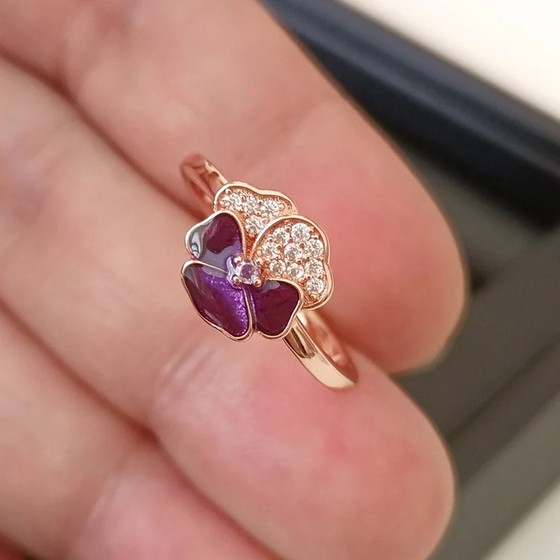 Anel de Flor Amor-Perfeito - Wayne  Joias