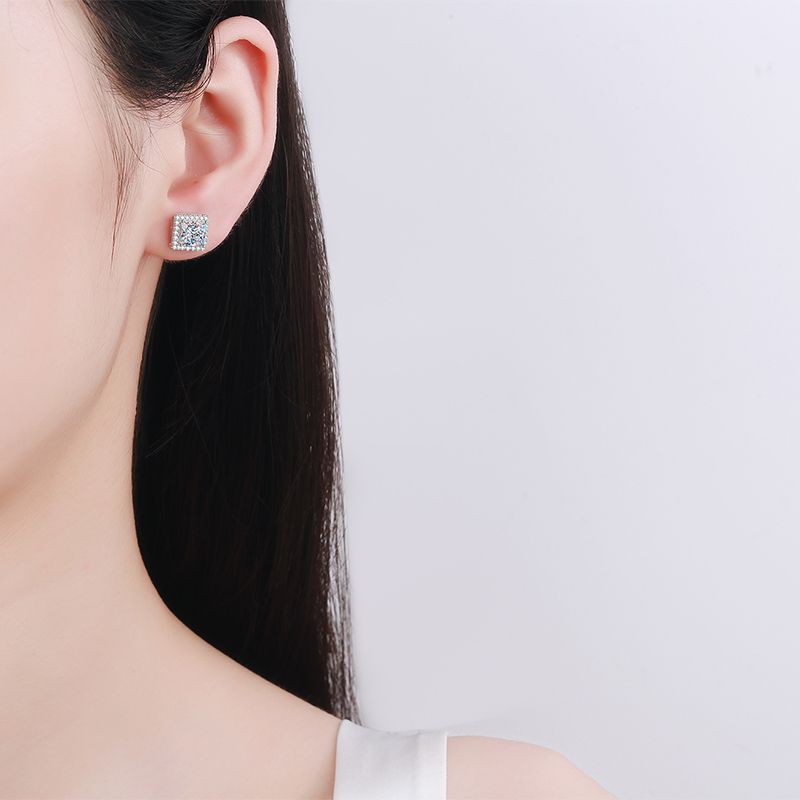 Brinco Halo Quadrado - Wayne  Joias