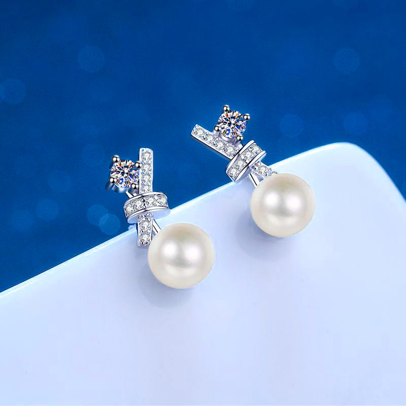 Brinco Laço Brilhante com Perola - Wayne Joias