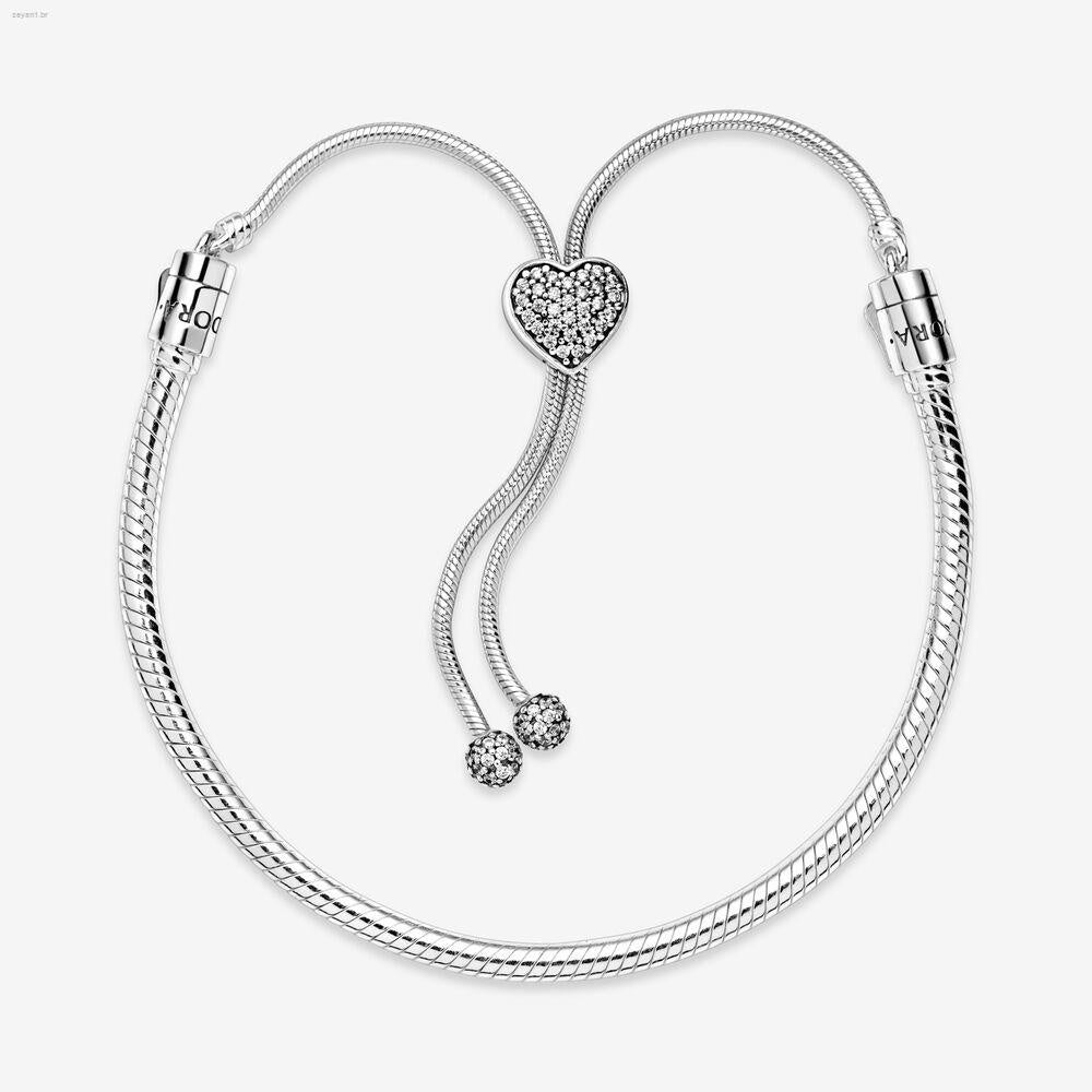 Pulseira Prata Ajustável Deslizante Pandora
