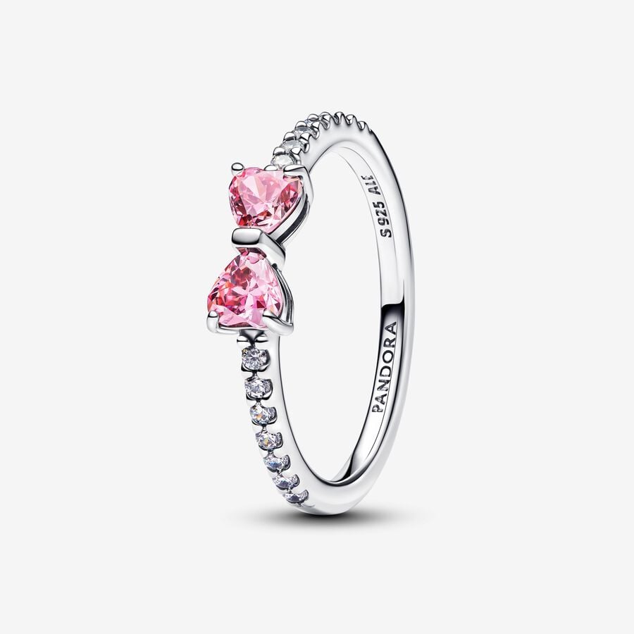 Anel de Laço Rosa Cintilante