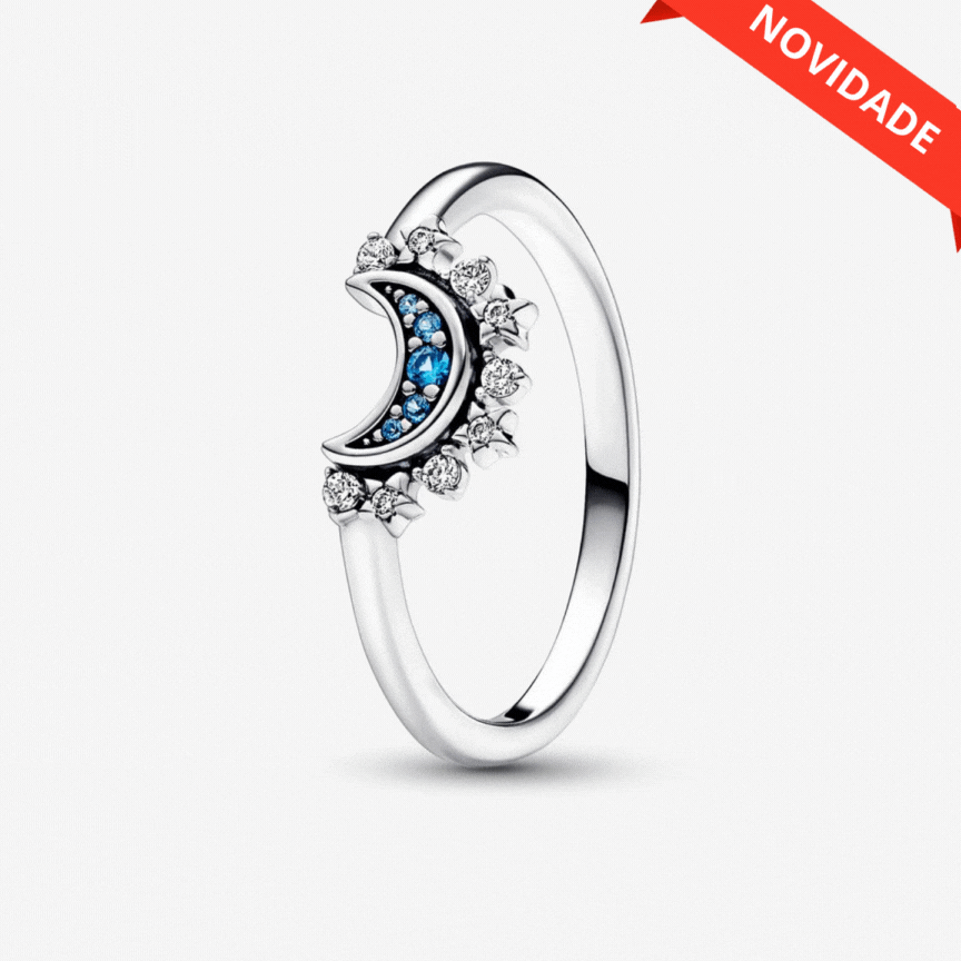 Anel da Lua Cintilante Azul Celestial