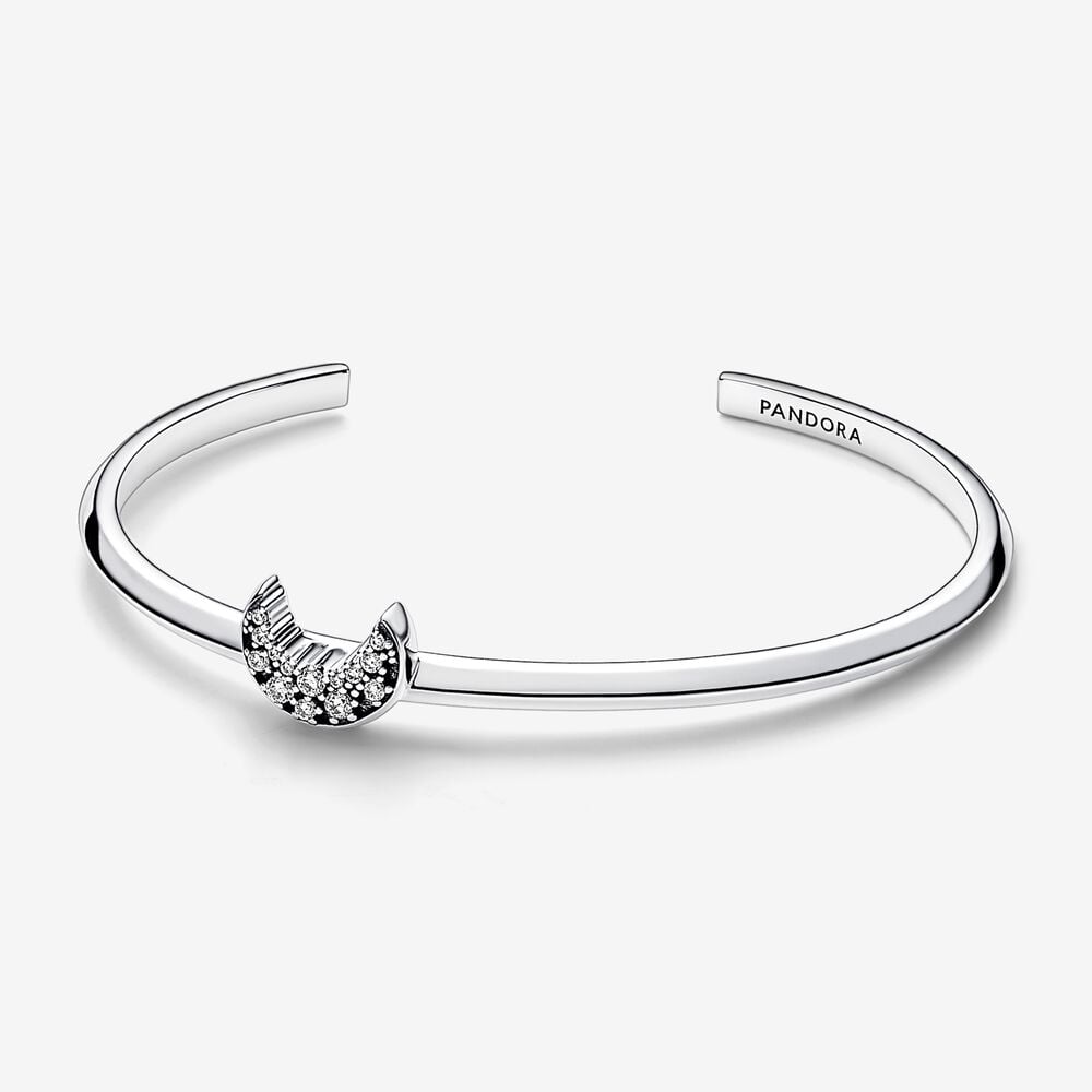 Pulseira Aberta Lua Crescente Brilhante