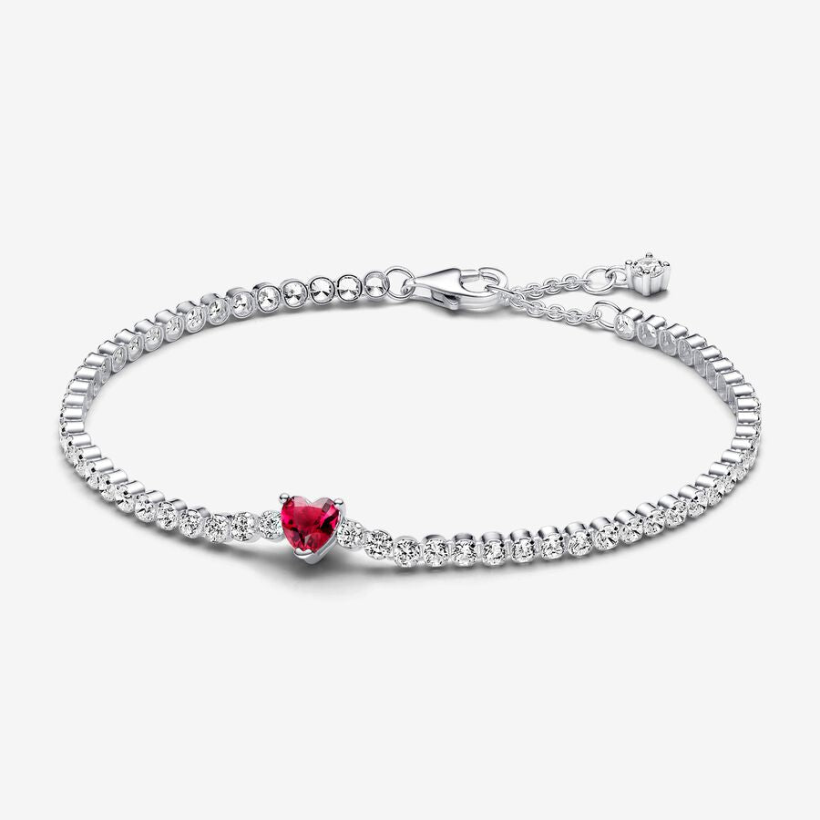 Pulseira Riviera Coração Cintilante Vermelho