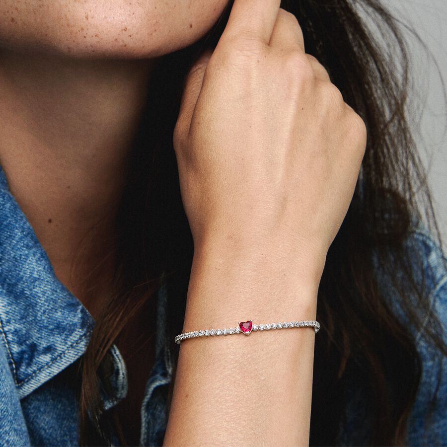 Pulseira Riviera Coração Cintilante Vermelho