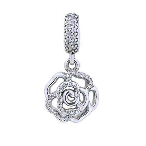 Charm pendente de rosa cintilante a céu aberto