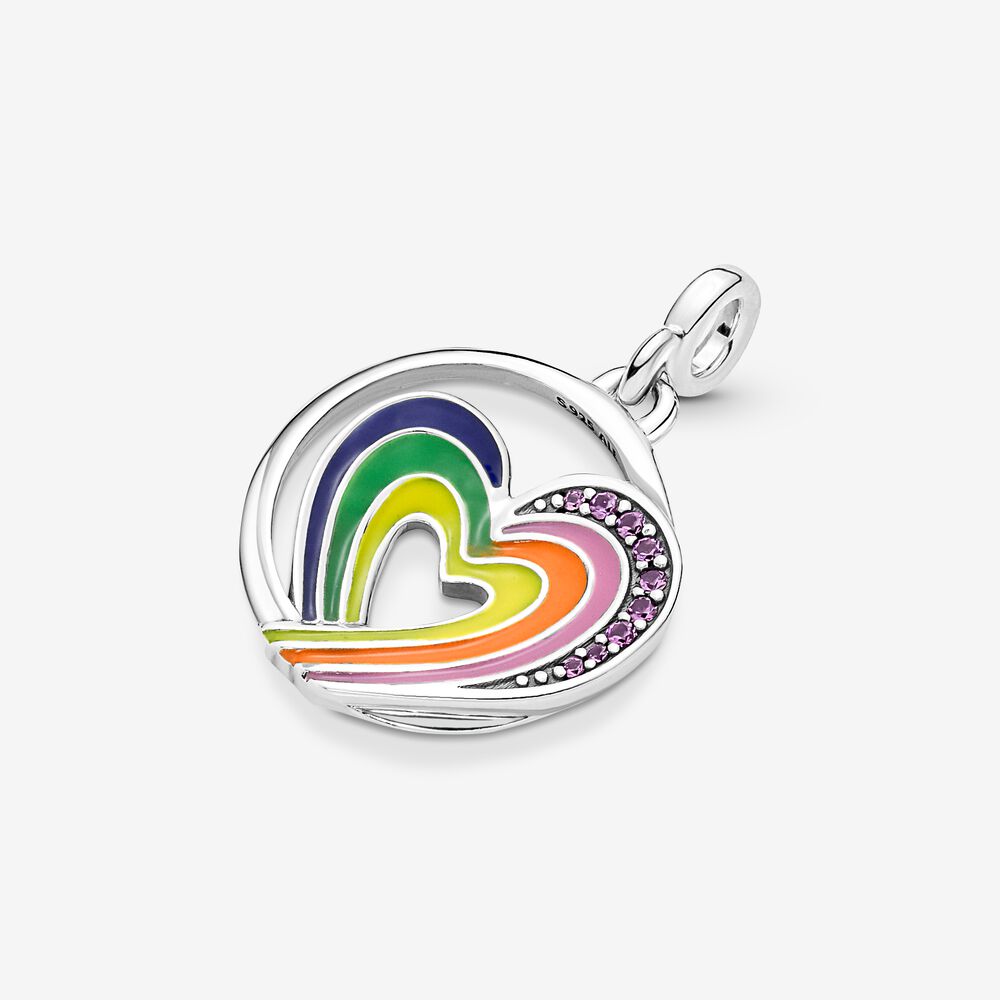 Mini Charm Medalhão Coração Arco-Iris