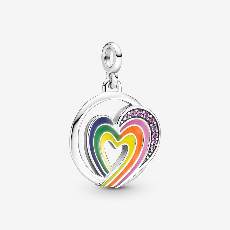 Mini Charm Medalhão Coração Arco-Iris