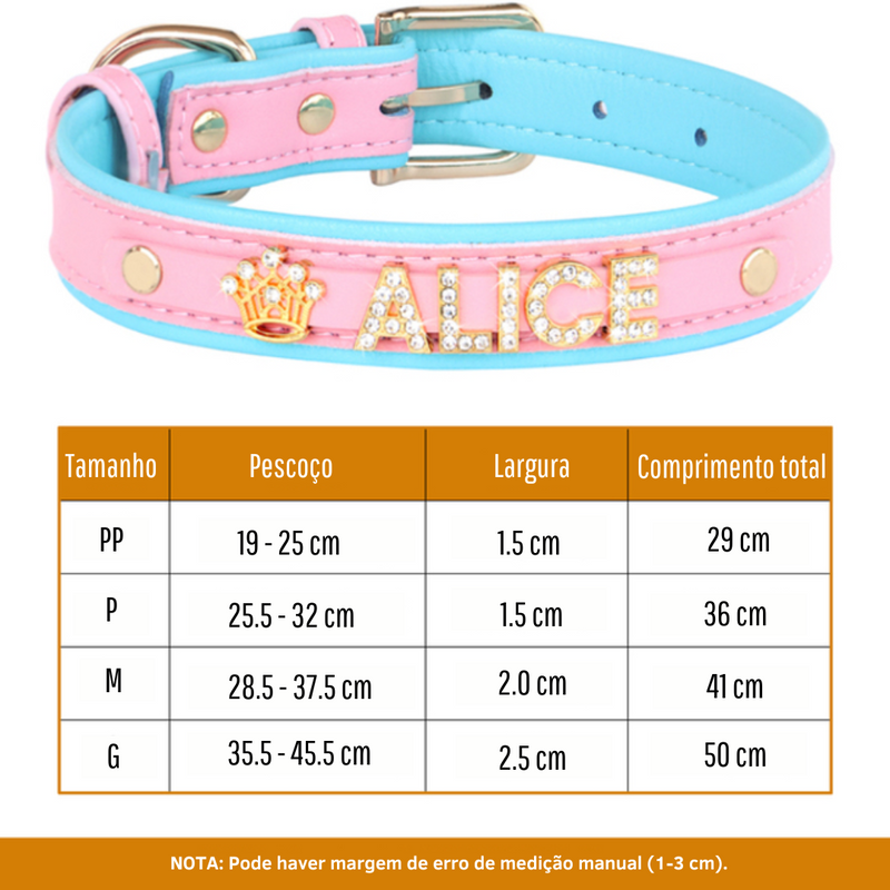 Coleira personalizada com Charm - Wayne  Joias