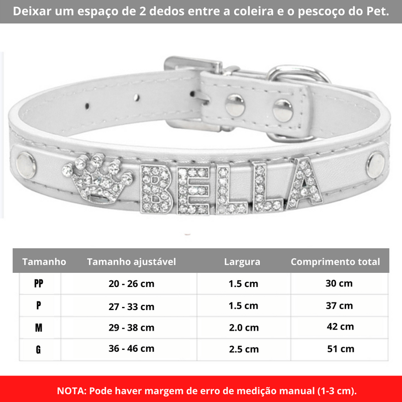 Coleira personalizada com Charm - Wayne  Joias