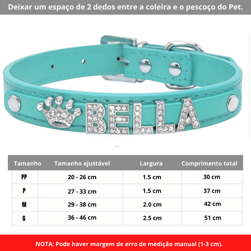 Coleira personalizada com Charm - Wayne  Joias